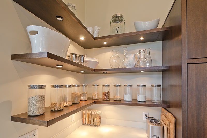 Corner kitchen shelf, the corners in small kitchens can often get overlooked and open shelves