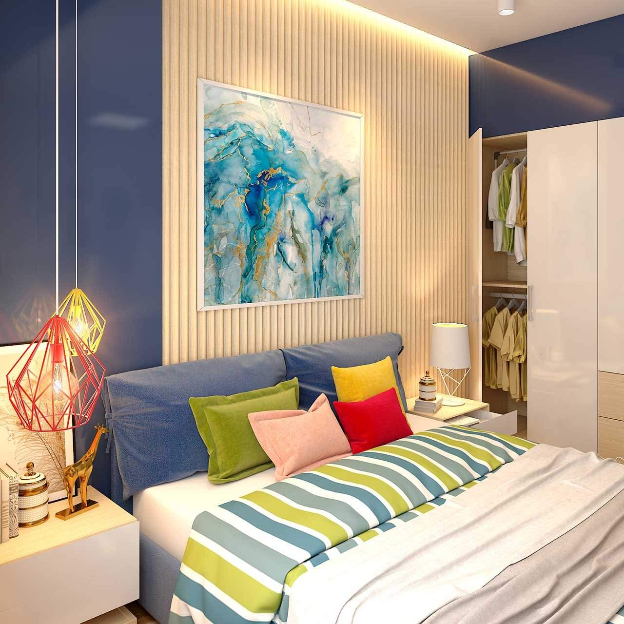 Eclectic style bedroom interior design for an apartment