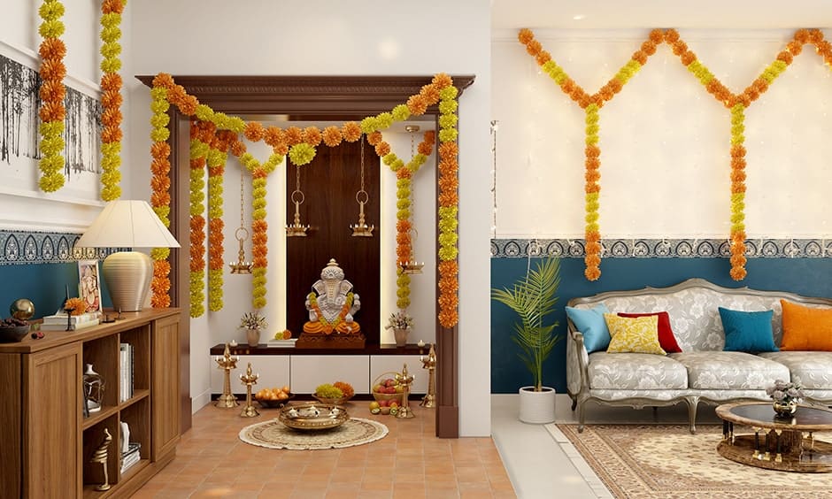 Ganpati decoration ideas or ganesh chaturthi decoration at home