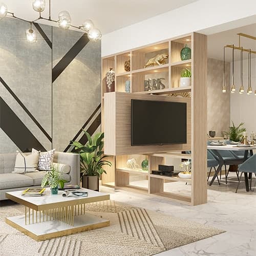 Innovative interior designers in Gurgaon designed a swivel TV unit