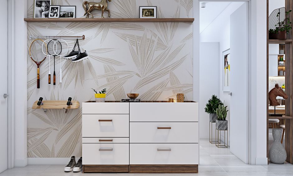 Minimal foyer design for modern 3 bhk home design