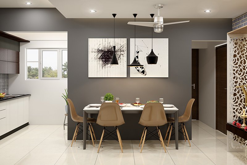Modern dining room decor ideas setup against the wall
