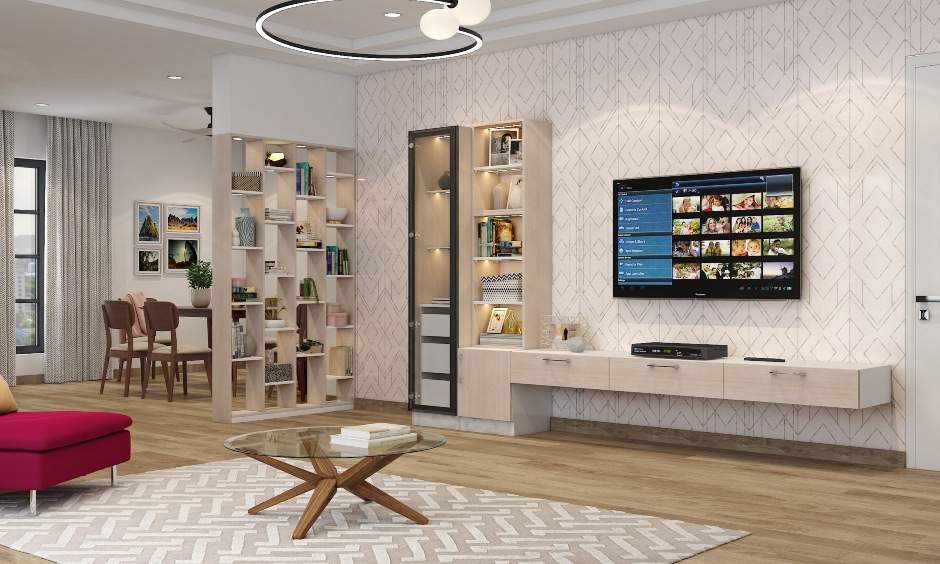 Modern display partition for living room makes a statement