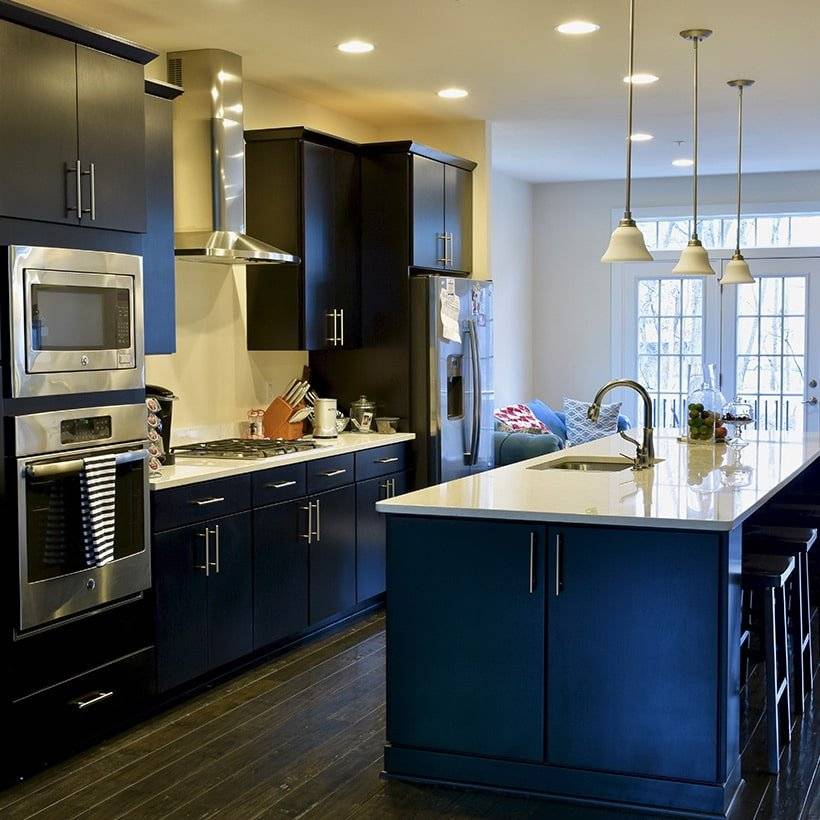 Modern island kitchen interiors by simply pull the bar stools out and settle in for a cosy conversation