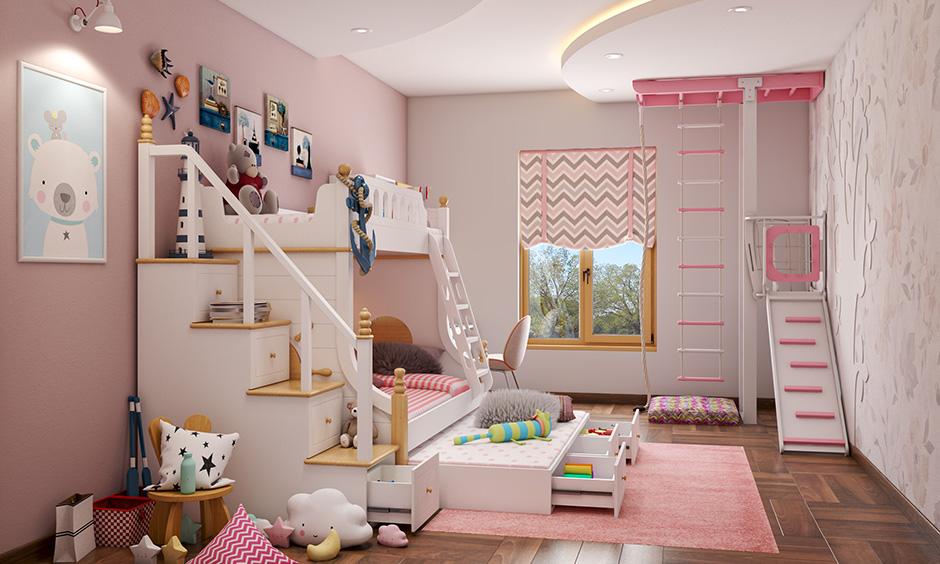 Multitasking modular kids bedroom furniture includes loft beds with desks, storage divans, and bunk beds.