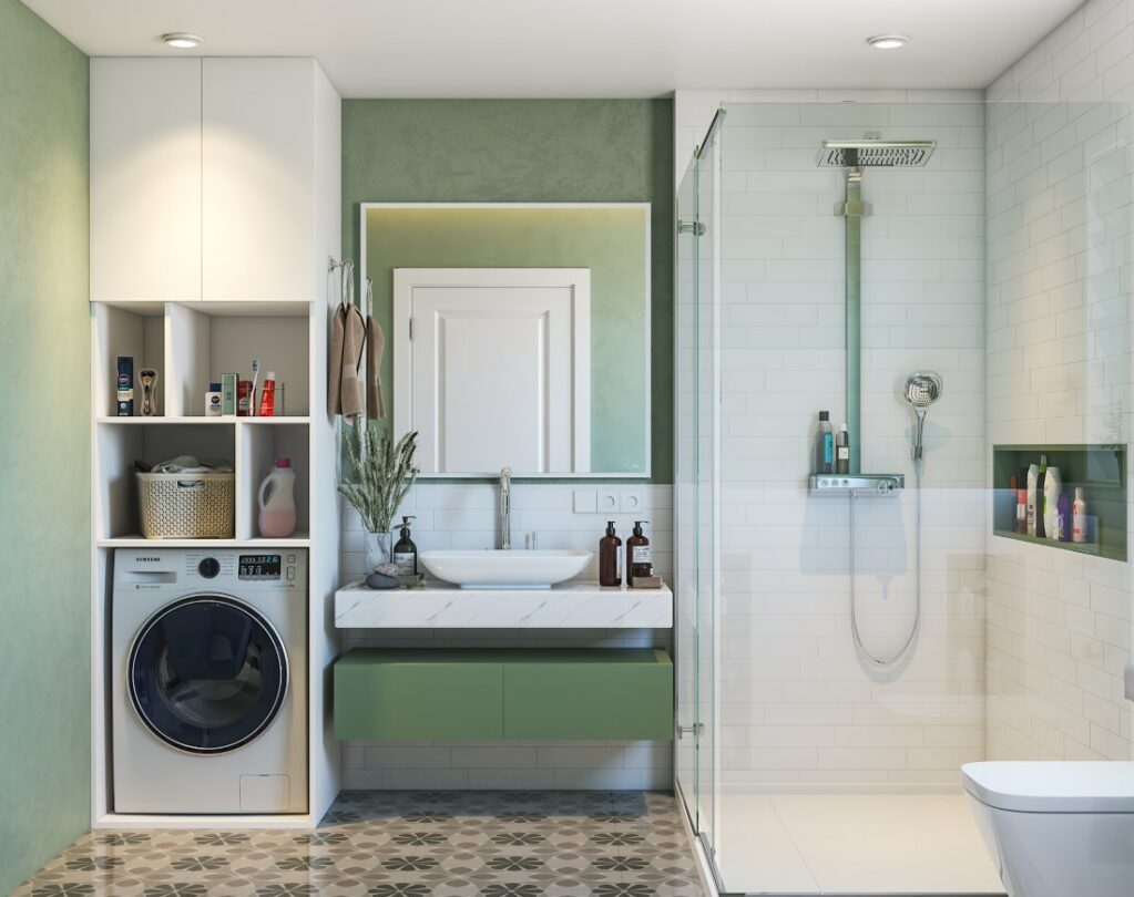 Olive green modern bathroom design