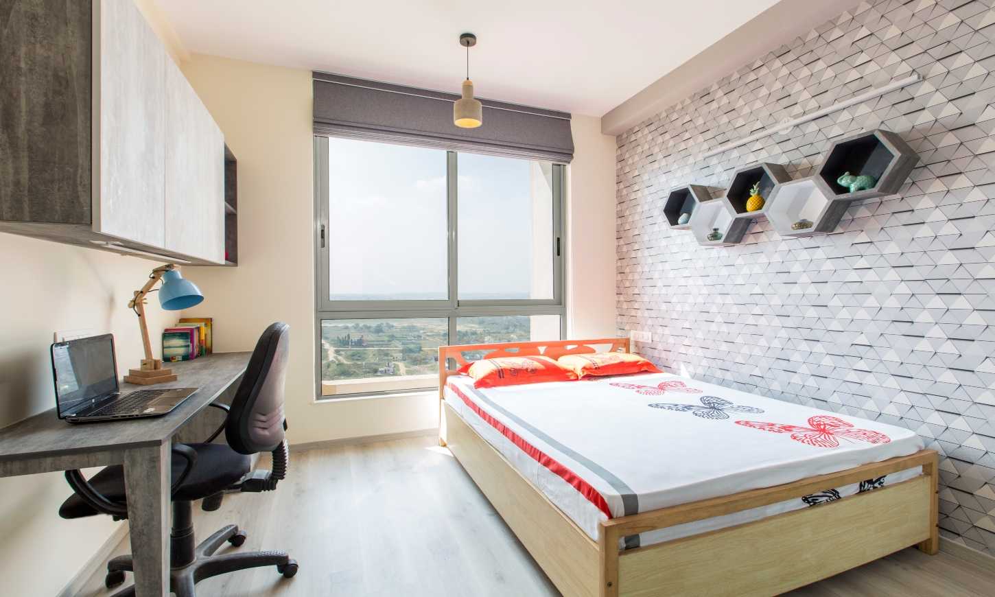 a guest bedroom designed by residential interior designers in bangalore