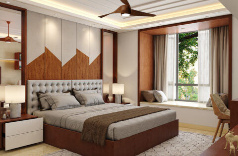 Elegant simple bed design creating a cozy and stylish sleep zone in a modern bedroom.