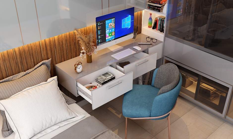 Smart bedroom with a compact study corner