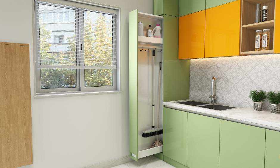 Kitchen janitor unit: Smart storage solution for cleaning supplies