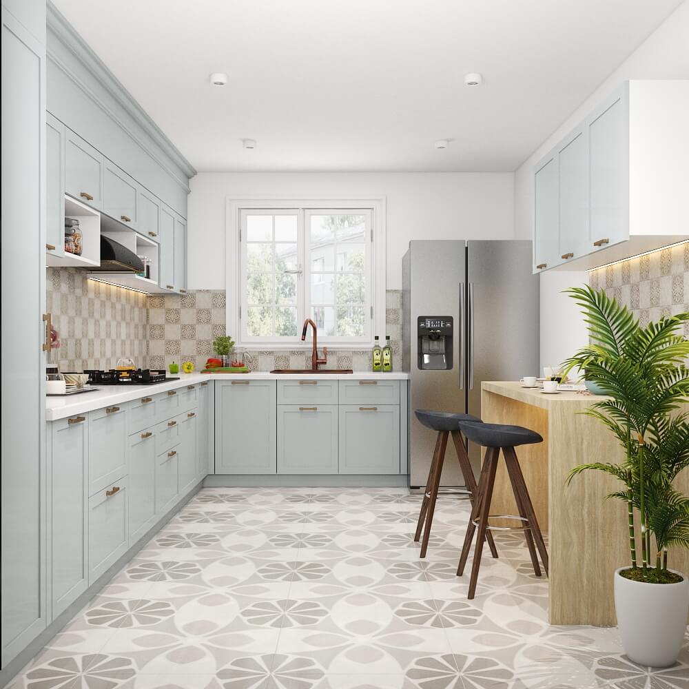 Pune top home interior designers made a l shaped kitchen with breakfast counter