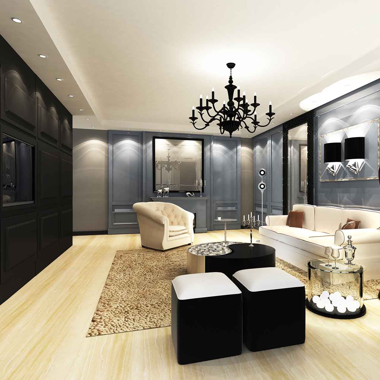 Victorian style living room design with a gleaming metal with intricate designs in furnishing, photo frames and accessories