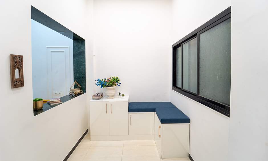 White minimalist foyer space