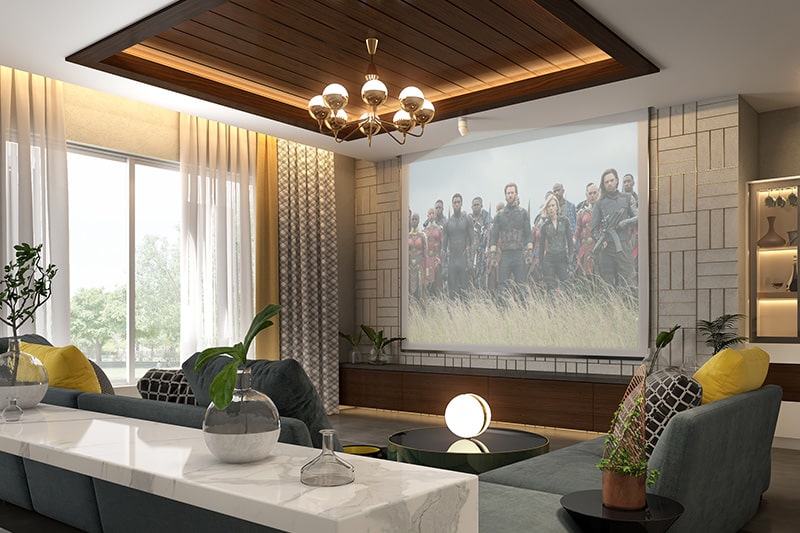 Wooden types of false ceiling material add accents to dull-looking ceilings